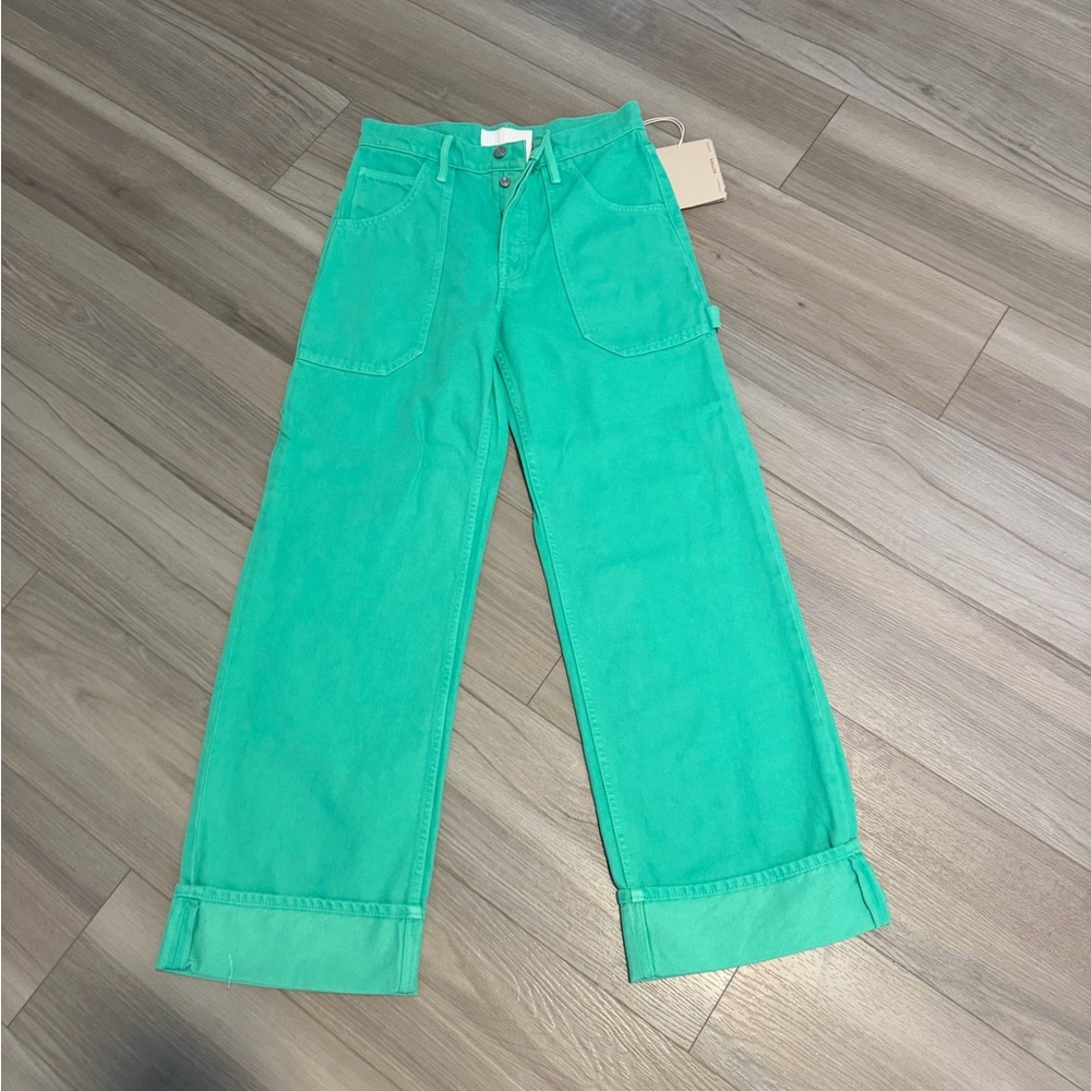 MOTHER Vibrant Teal Trousers